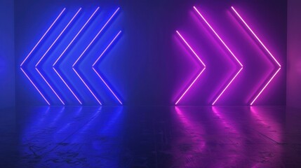 Neon Arrows on a Wall