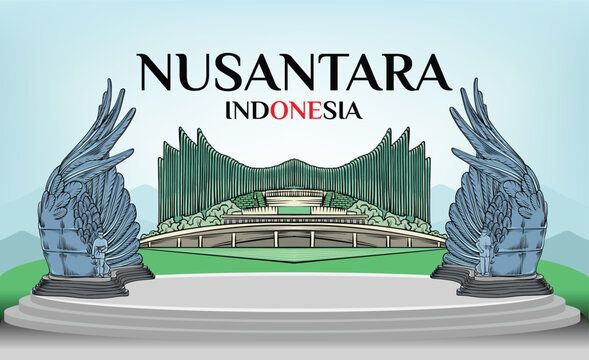The Nusantara Capital City (IKN), Indonesia. Background Vector Eps.10