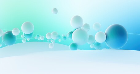 A serene abstract design featuring floating spheres in a gradient background, evoking a sense of calm and modernity.