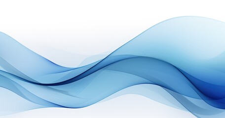 A serene abstract design featuring flowing blue waves isolated on white background, evoking a sense of calm and fluidity.