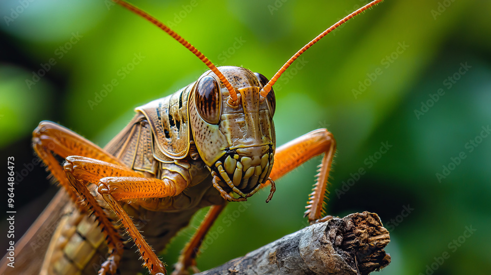 Canvas Prints Close-up photos of a brown grasshopper.