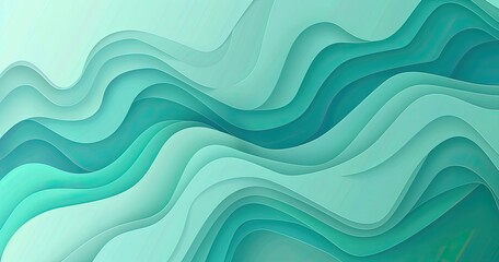 Fototapeta premium A serene abstract design featuring flowing waves in shades of teal, creating a calming and modern aesthetic.