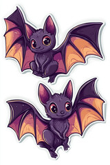 Obraz premium bat cute bat cartoon bat animal illustration halloween bat wildlife bats artwork bat character adorable bat flying bat bats collection whimsical bat 