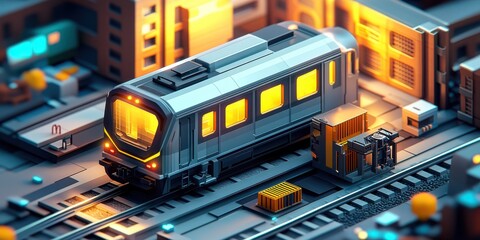 Obraz premium Futuristic Train Station Cityscape