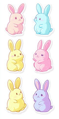 Obraz premium bunny rabbit cute bunny pastel colors cartoon rabbit adorable fluffy animal art pink bunny blue bunny yellow bunny purple bunny happy rabbit colorful rabbits