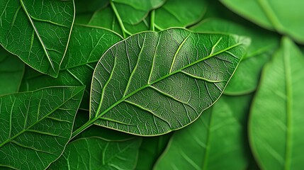 Fototapeta premium Leaf veins up close, showcasing the delicate green patterns of nature.
