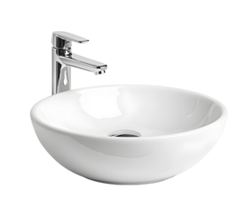 ceramic sink and faucet isolated on transparent or white background, png