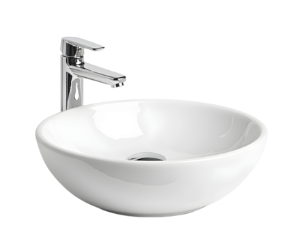 ceramic sink and faucet isolated on transparent or white background, png