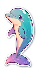 Obraz premium dolphin cute dolphin cartoon dolphin marine life colorful dolphin sea animal ocean creature playful dolphin dolphin illustration aquatic mammal