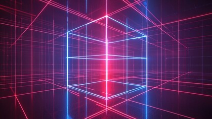 Obraz premium Neon Grid Abstract Background.