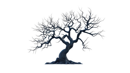 Fototapeta premium Whimsical Spooky Tree with Intricate Thorn-like Branches on White Background