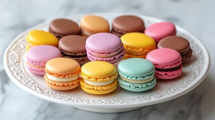 Obraz premium Colorful Macarons on a White Plate