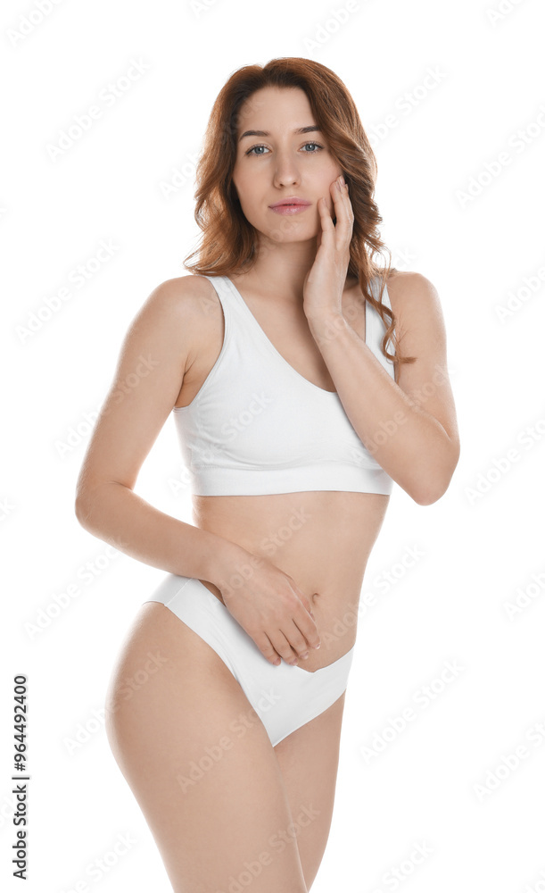 Canvas Prints Woman with slim body posing on white background