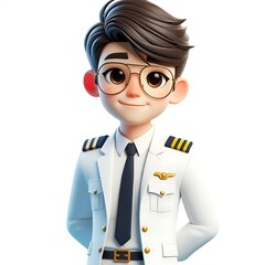 3D Render Firefighter Cartoon Character on Solid White Background