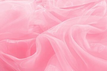 Beautiful pink tulle, closeup view of fabric