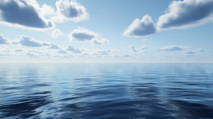 Obraz premium The sea or ocean is peaceful, with clouds in the sky.