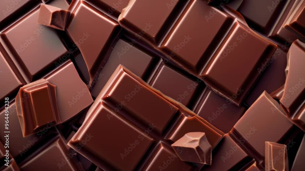 Poster close-up of solid dark chocolate bars. ideal for indulgence and dessert concepts.