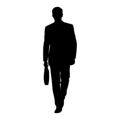 A business man walking pose vector silhouette isolated white background