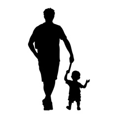 a father hugging his child vector silhouette, isolated white background