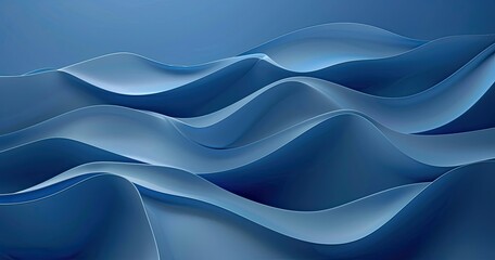 Fototapeta premium A serene abstract representation of flowing waves in shades of blue, evoking calmness and tranquility.