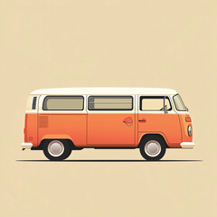 Minimalist van icon in a vector style, with wheels and windows subtly detailed