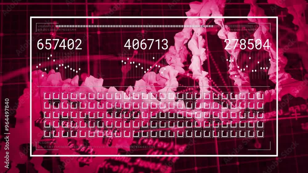 Poster animation of dna strand and data processing over black background