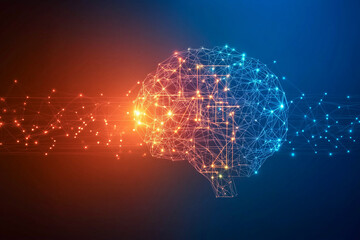 Obraz premium Digital Brain Network, Abstract Artificial Intelligence