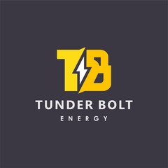 TB initials logo with lightning icon vector illustration