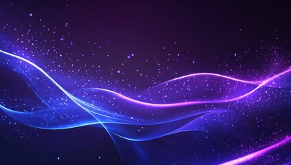 Abstract Purple and Blue Neon Wave with Sparkles