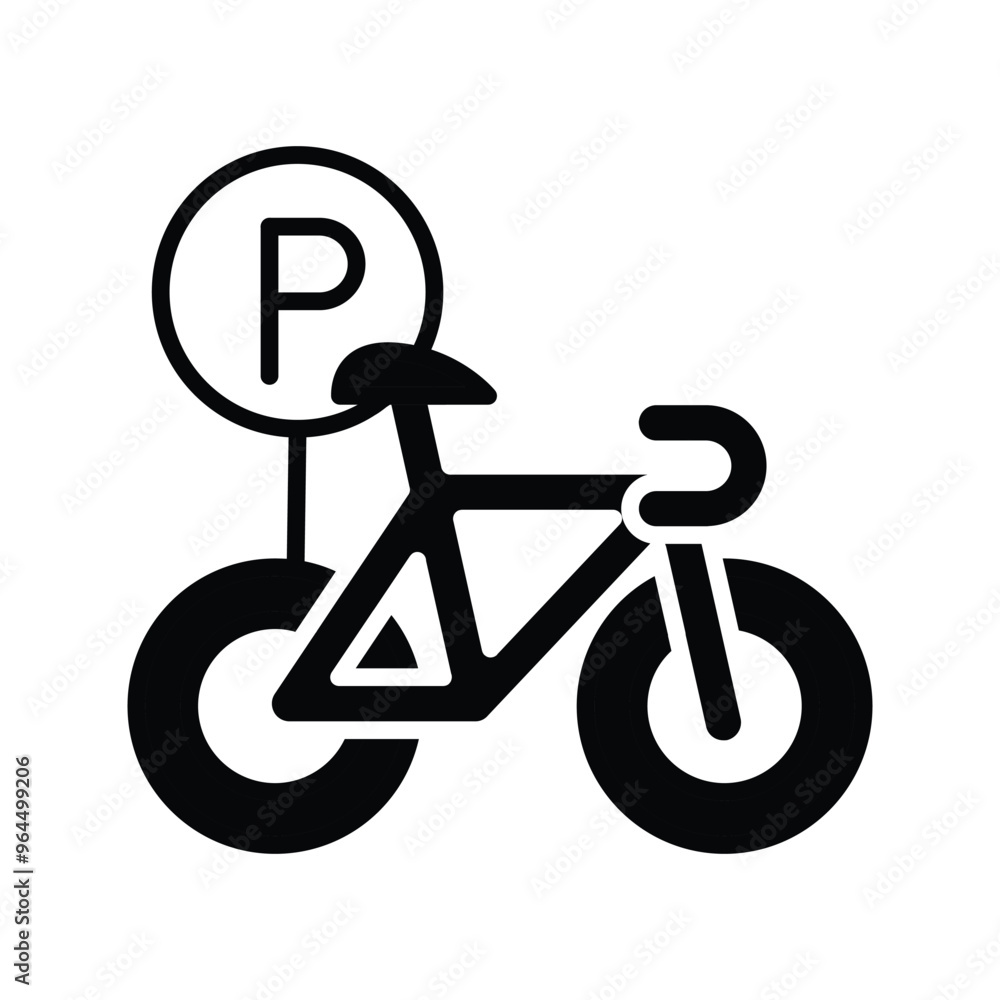 Poster bicycle parking area solid icon vector design good for web or mobile app