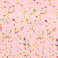 Beautiful colorful sprinkles for background. Candy background of design banner, poster, flyer, card, postcard.