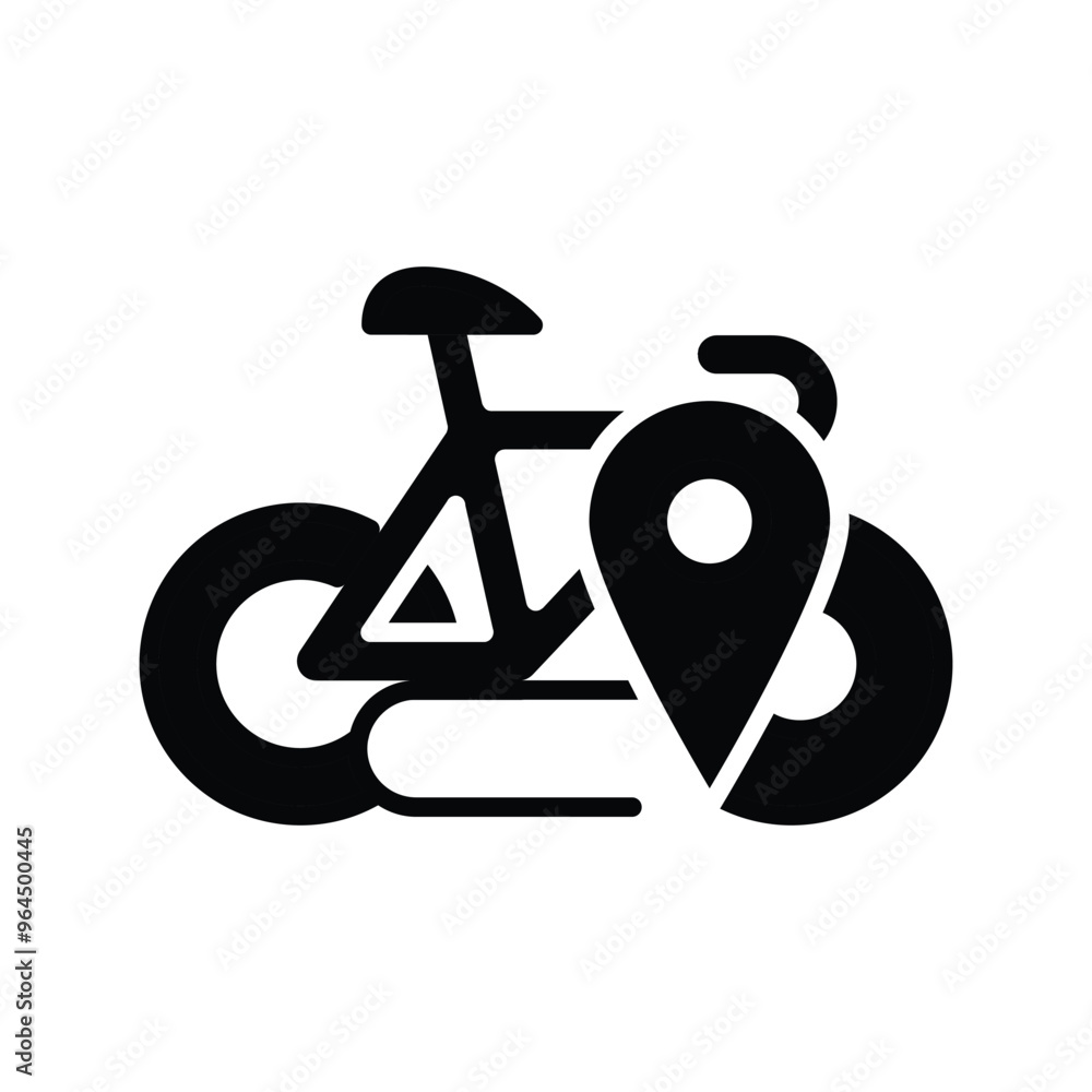 Aufkleber bicycle path map pointer solid icon vector design good for web or mobile app