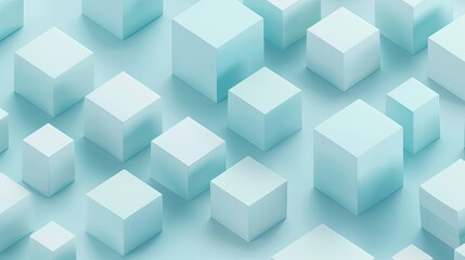 Obraz premium A serene arrangement of translucent cubes in varying sizes, creating a calming geometric pattern.