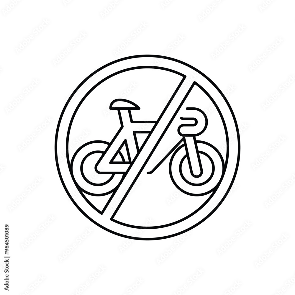 Aufkleber no bicycle allowed thin outline icon vector design good for web or mobile app