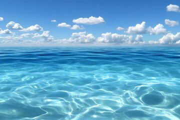 Fototapeta premium Ruhige und klare Wasseroberfläche unter blauem Himmel – Friedliche Meereslandschaft