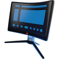 3D Render of a Desktop Monitor with Stand, Ideal for Office Workstations. Office Technology Clipart for Computers, Desk Setups, and Professional Screen Display.