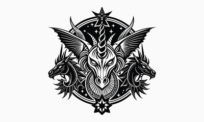 Obraz premium Dragons silhouette vector illustration design