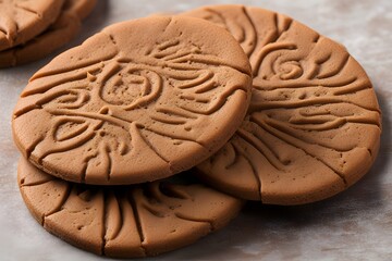 A traditional Belgian speculoos cookie with a spiced aroma, Ai Generated