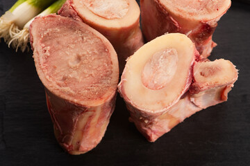 Raw uncooked beef bone marrow