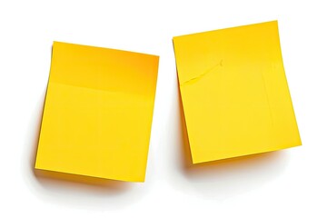 yellow 2 sticky post it note isolated on white background white