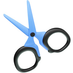 3D Render of Scissors with Sharp Blades, Useful for Office Tasks or Craft Projects. Clipart for Cutting Tools, Office Supplies, and Craftwork.