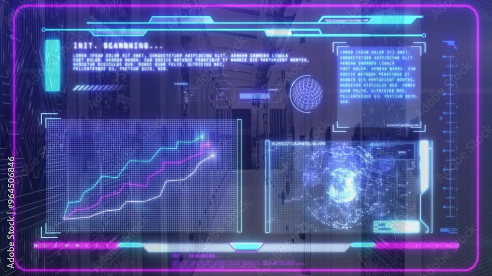 Poster animation of data processing over server room