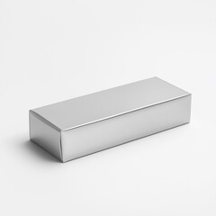 Fototapeta premium Front side, luxury smooth foil mettalize Rectangle Paper Box mock up standing on white background