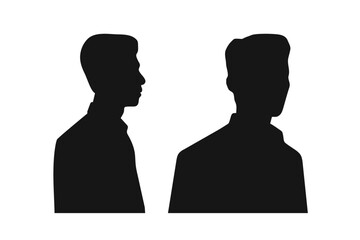 Silhouette of employee or businessman in side view, vector half body silhouette of person