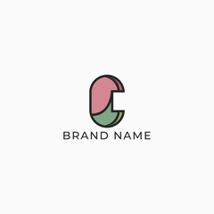 ILLUSTRATION LETTER C  GEOMETRIC LOGO ICON PASTEL COLOR TEMPLATE SIMPLE MINIMALIST ELEMENT DESIGN SIMPLE VECTOR GOOD FOR APPS, BRAND 
