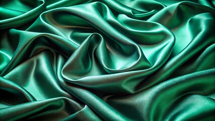 Obraz premium Luxurious emerald green silk fabric with a shiny textured surface, perfect for elegant and sophisticated designs