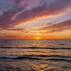 Obraz premium The sky is painted in shades of soft orange, pink, and purple, gradually fading into a deep blue as night approaches. 