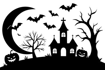 halloween background with pumpkin and bats