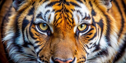 Naklejka premium Close up of a fierce tiger's amber eye in the wild habitat with intense gaze
