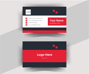 Red and dark black color professional business card design with geometric elements.